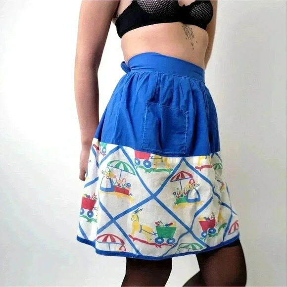 Vintage 1950's / 1960's Tie Back Artist Kitchen Cooking Apron - Picture 3 of 5